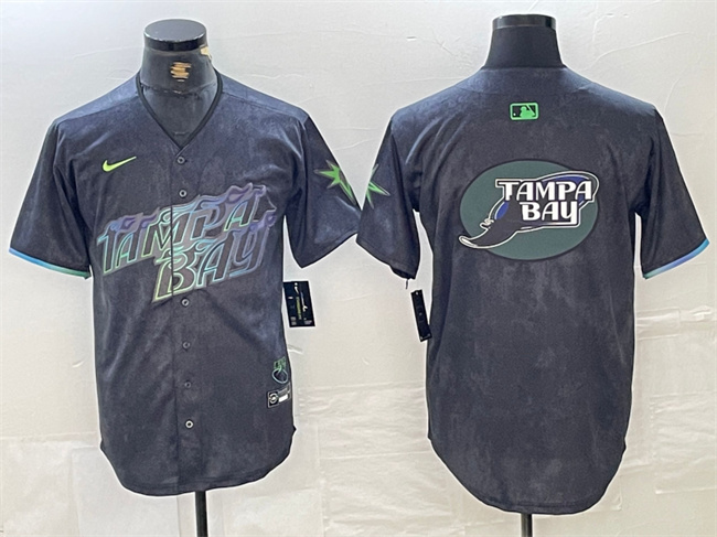 Men's Tampa Bay Rays Team Big Logo Charcoal 2024 City Connect Limited Stitched Baseball Jersey